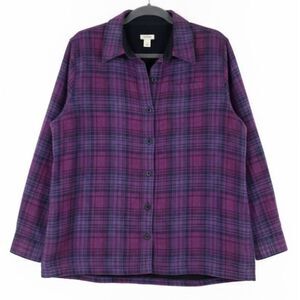 L. L. bean womens small fleece lined winter shirt plaid purple